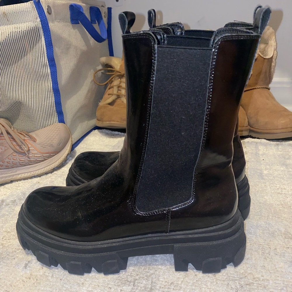 Black platform boots